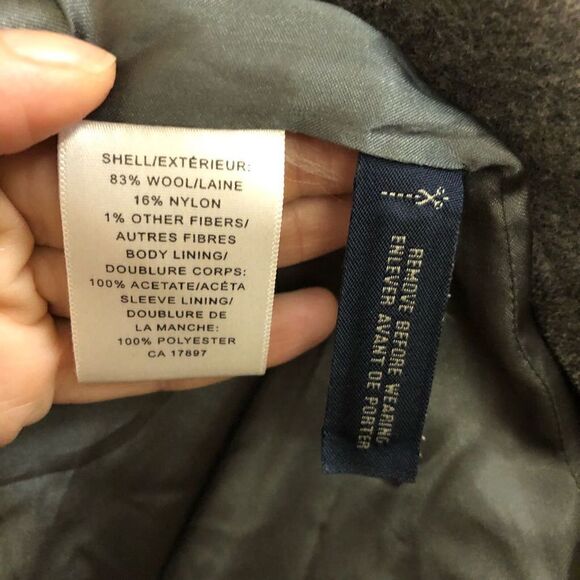 BANANA REPUBLIC Wool Blend Grey Winter Pea Coat Sz XS - Picture 4 of 6